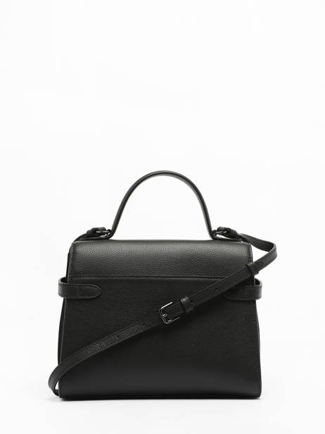 Sac BandouliÃ¨re M Double Rabat Emilie Cuir GrainÃ© Le tanneur Noir emily TEMI1014 vue secondaire 4