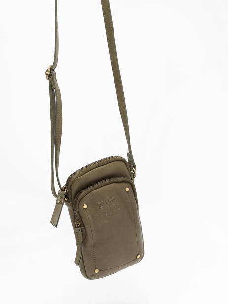 Ã‰tui TÃ©lÃ©phone Et BandouliÃ¨re Cuir Basilic pepper Vert boston BBOS04 vue secondaire 2