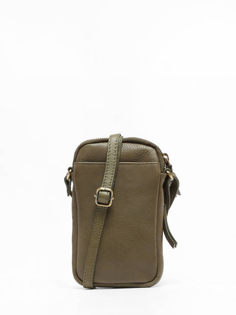 Ã‰tui TÃ©lÃ©phone Et BandouliÃ¨re Cuir Basilic pepper Vert boston BBOS04 vue secondaire 4