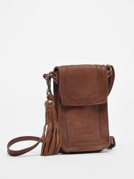 Ã‰tui TÃ©lÃ©phone Cuir Basilic pepper Marron cow BCOW49 vue secondaire 2