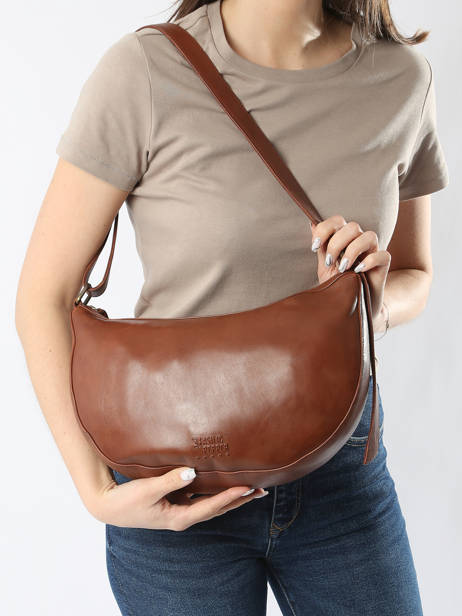 Sac Bandoulière Cow Cuir Basilic pepper Marron cow BCOW71 vue secondaire 1