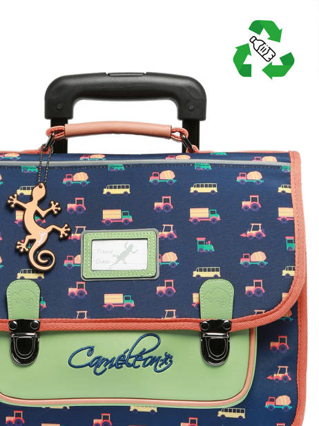 Cartable Ã  Roulettes 2 Compartiments Cameleon Bleu retro PBRECR35 vue secondaire 2