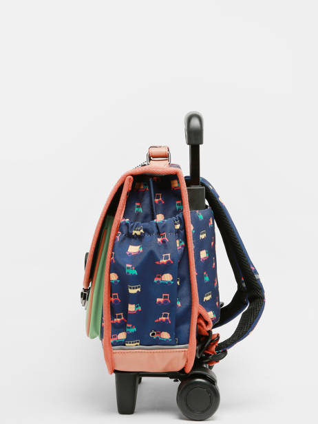 Cartable Ã  Roulettes 2 Compartiments Cameleon Bleu retro PBRECR35 vue secondaire 3