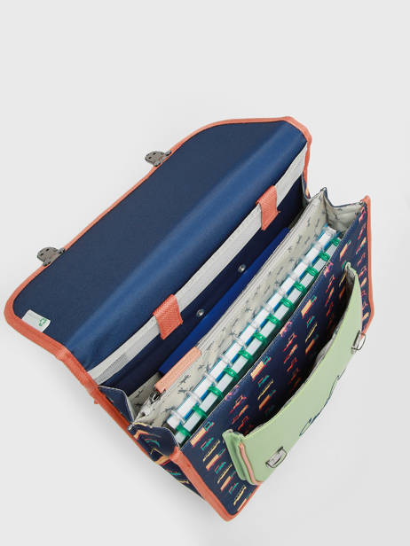 Cartable Ã  Roulettes 2 Compartiments Cameleon Bleu retro PBRECR35 vue secondaire 4