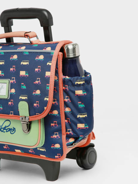 Cartable Ã  Roulettes 2 Compartiments Cameleon Bleu retro PBRECR35 vue secondaire 7