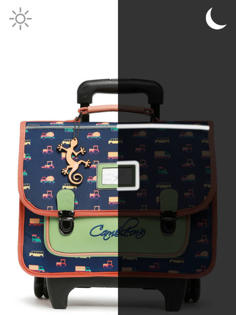 Cartable Ã  Roulettes 2 Compartiments Cameleon Bleu retro PBRECR35 vue secondaire 8