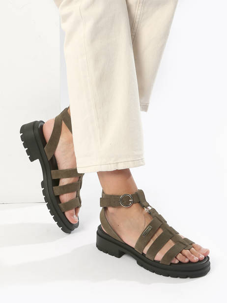 Sandals Tobosued In Leather Les tropeziennes Green women TOBOSUED other view 2
