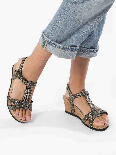 Sandales Talon CompensÃ© En Cuir Mephisto Or women P5141928 vue secondaire 2