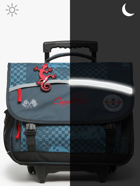 Cartable Ã  Roulettes Enfant 3 Compartiments Cameleon Bleu actual CR41 vue secondaire 8