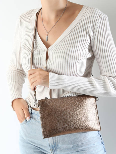 Sac BandouliÃ¨re Caviar Cuir Milano Marron caviar CA240611 vue secondaire 1