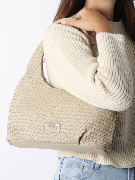 Sac PortÃ© Ã©paule Parma Cuir Basilic pepper Beige parma BPAR02 vue secondaire 1