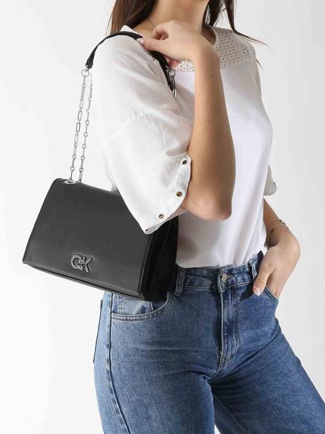 Sac BandouliÃ¨re Ck Chain Polyester RecyclÃ© Calvin klein jeans Noir ck chain K612810 vue secondaire 1