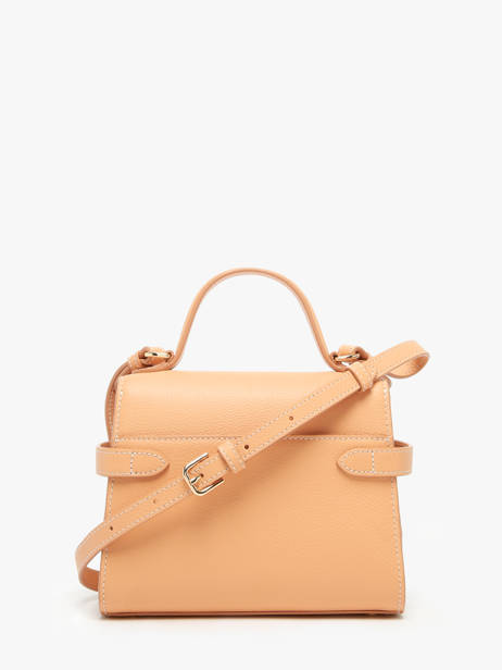 Sac BandouliÃ¨re S Double Rabat Emilie Cuir GrainÃ© Le tanneur Orange emily TEMI1006 vue secondaire 4
