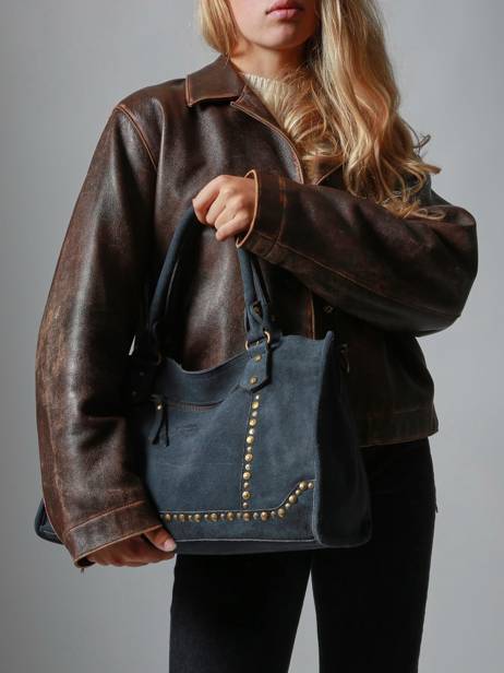 Handbag Houston A4 Leather Basilic pepper Blue houston BHOU22 other view 1