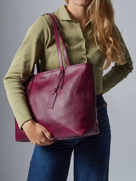 Leather Caviar Tote Bag Milano Red caviar CA19111N other view 1