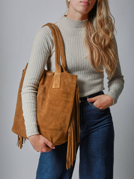 Shoulder Bag Velvet Leather Milano Brown velvet VE241114 other view 1