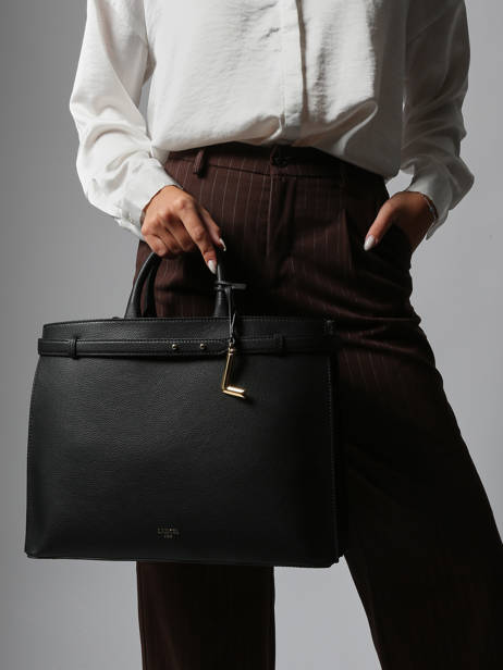 Cabas Faubourg Cuir Lancel Noir faubourg A13792 vue secondaire 1