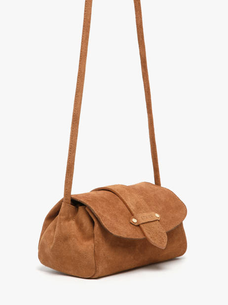 Sac Bandoulière S Agnes Cuir Velours Etrier Marron agnes EAGV205S vue secondaire 4