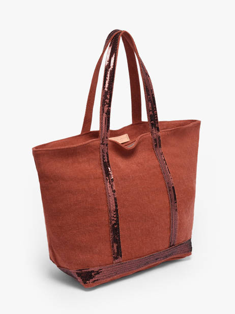 Le Cabas Zippé M Lin Et Paillettes Vanessa bruno Orange cabas lin 31V40378 vue secondaire 2