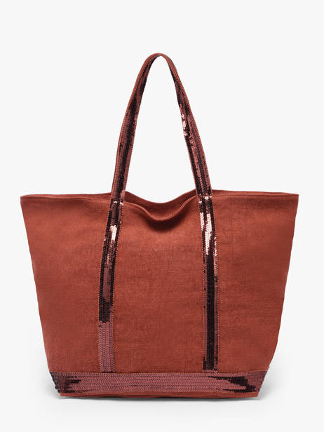 Le Cabas Zippé M Lin Et Paillettes Vanessa bruno Orange cabas lin 31V40378 vue secondaire 4