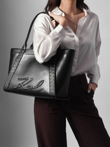 Leather K/ville Studs Shoulder Bag Karl lagerfeld Black k ville B1W30261 other view 1