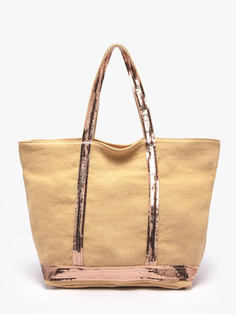 Medium Zipped Le Cabas Tote Bag Linen Sequins Vanessa bruno Yellow cabas lin 31V40378 other view 4