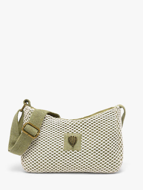 Sac Bandoulière Resille Coton Le voyage en panier Vert resille PM942